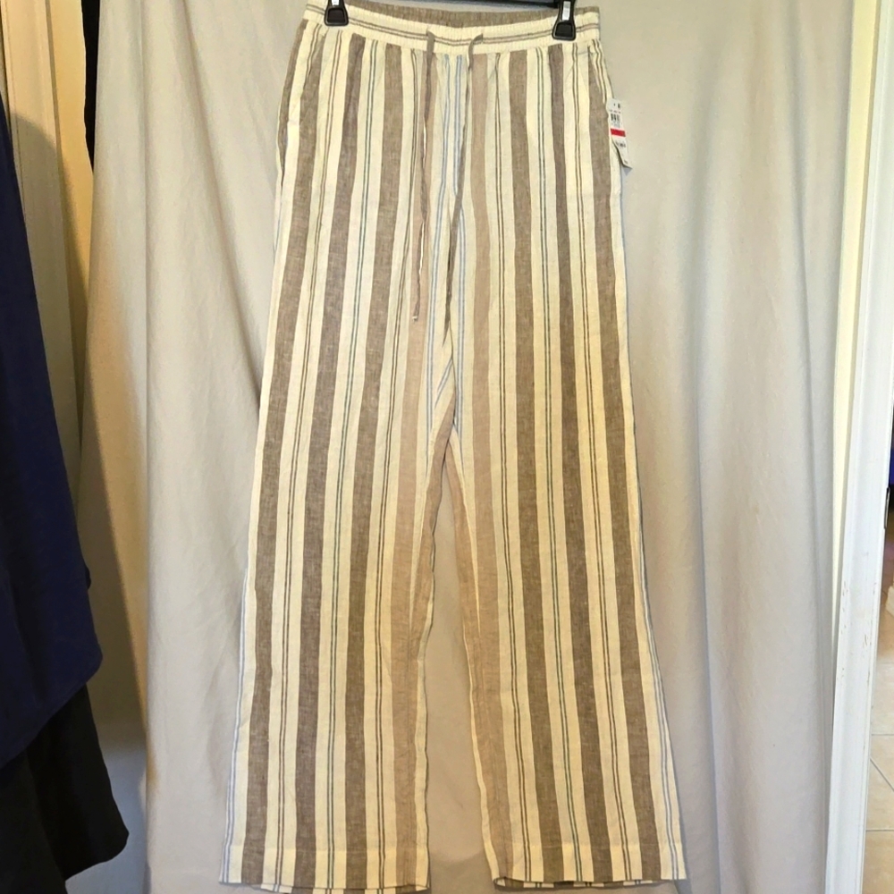 Charter Club Lightwaight Linen striped pants, NEW
